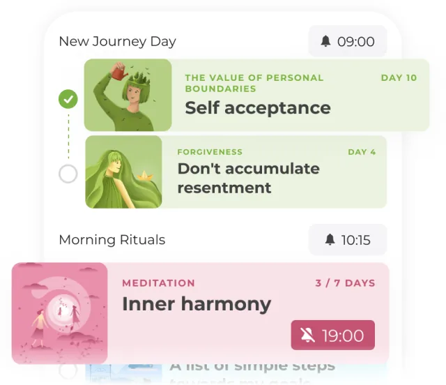 A day's plan with scheduled journey days and morning rituals