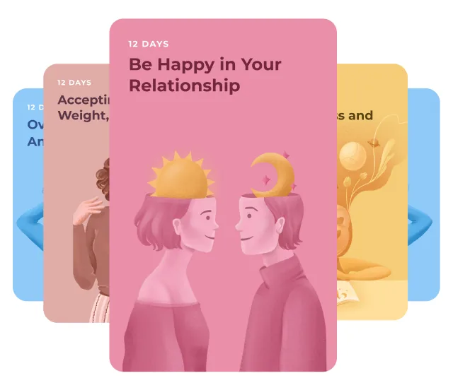 A fanned stack of UpLife journey cards