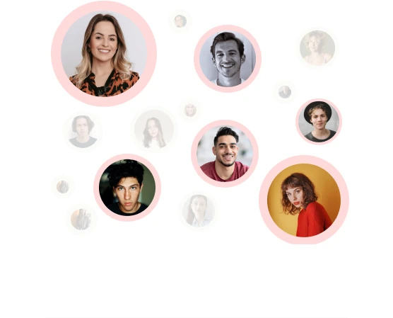 A caseload of client avatars, with inactive clients highlighted